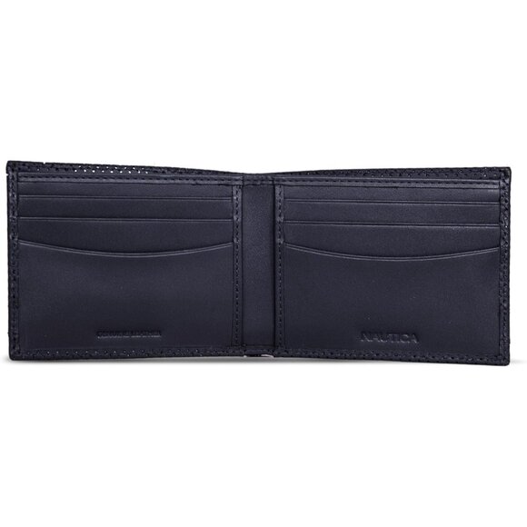 Nautica Men's Bifold Leather Wallet ID Window Navy Card Slots Durable Stylish - Picture 3 of 7